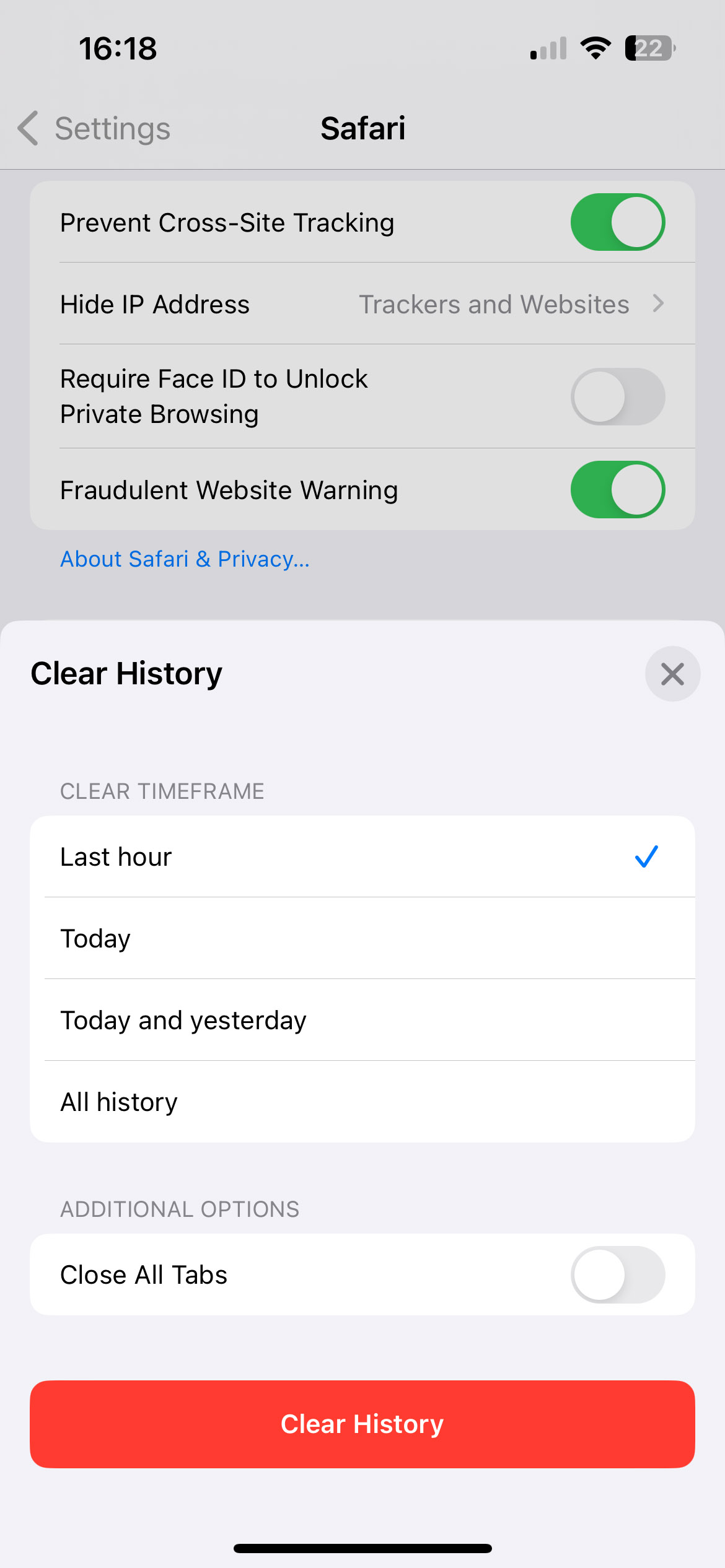 Clear safari history on iphone