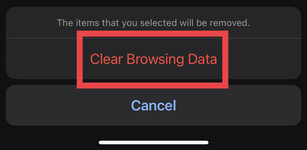 clear browsing data confirmation