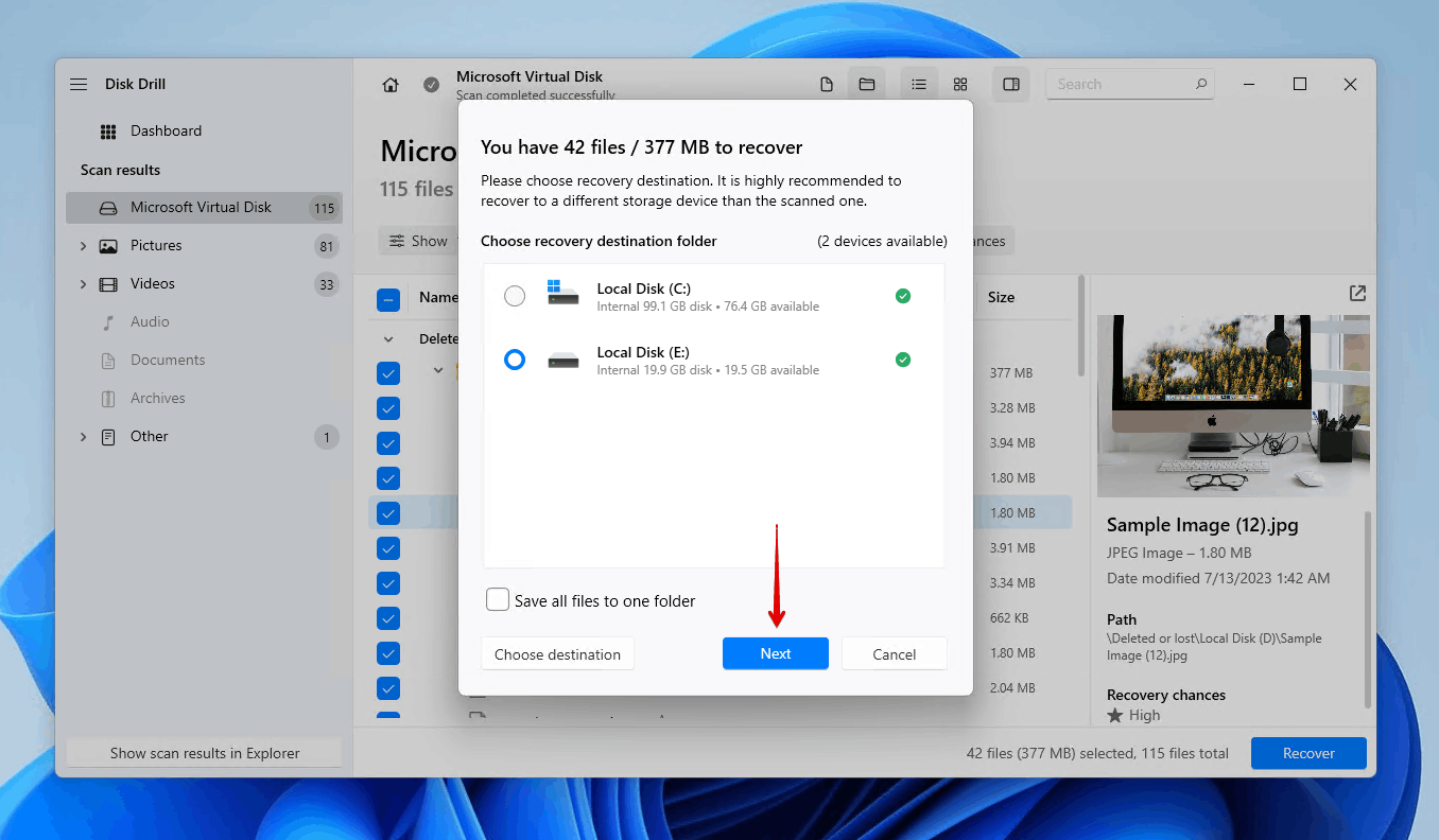 Finishing partitioned hard drive recovery.