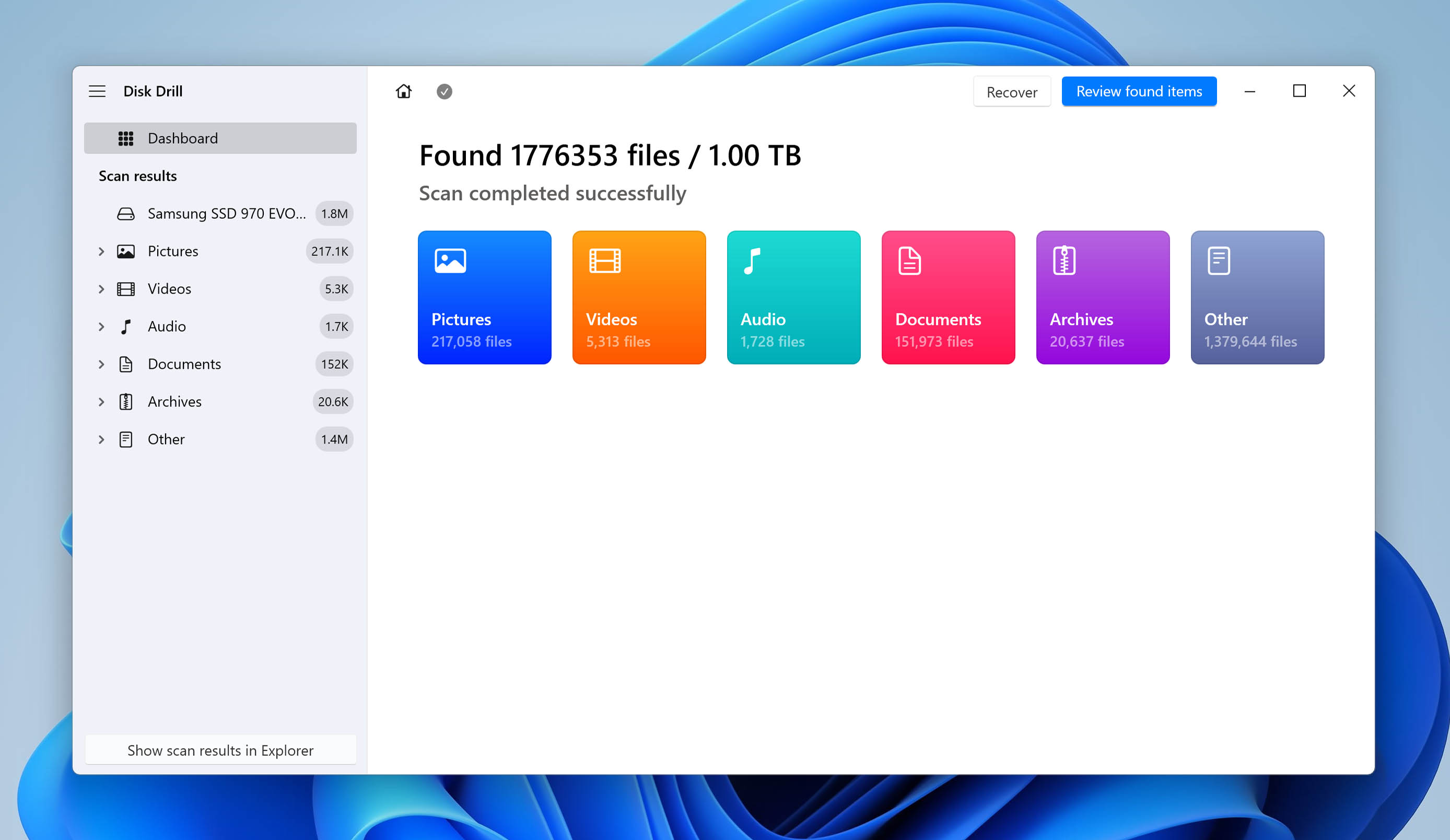 scan results window disk drill