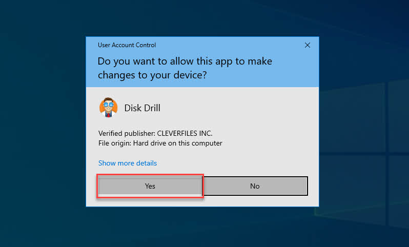 disk drill windows 10 uac