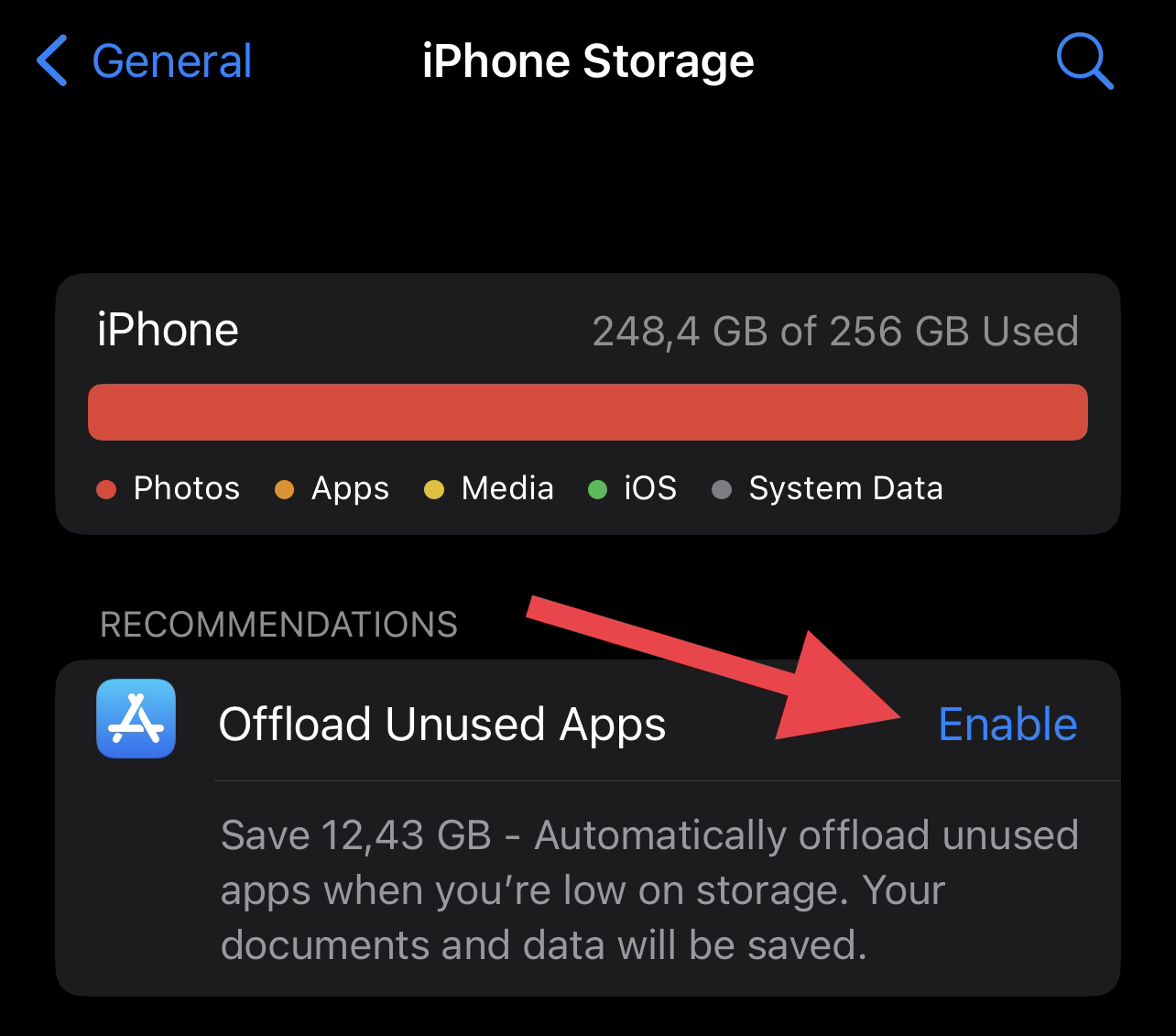 Offload unused apps