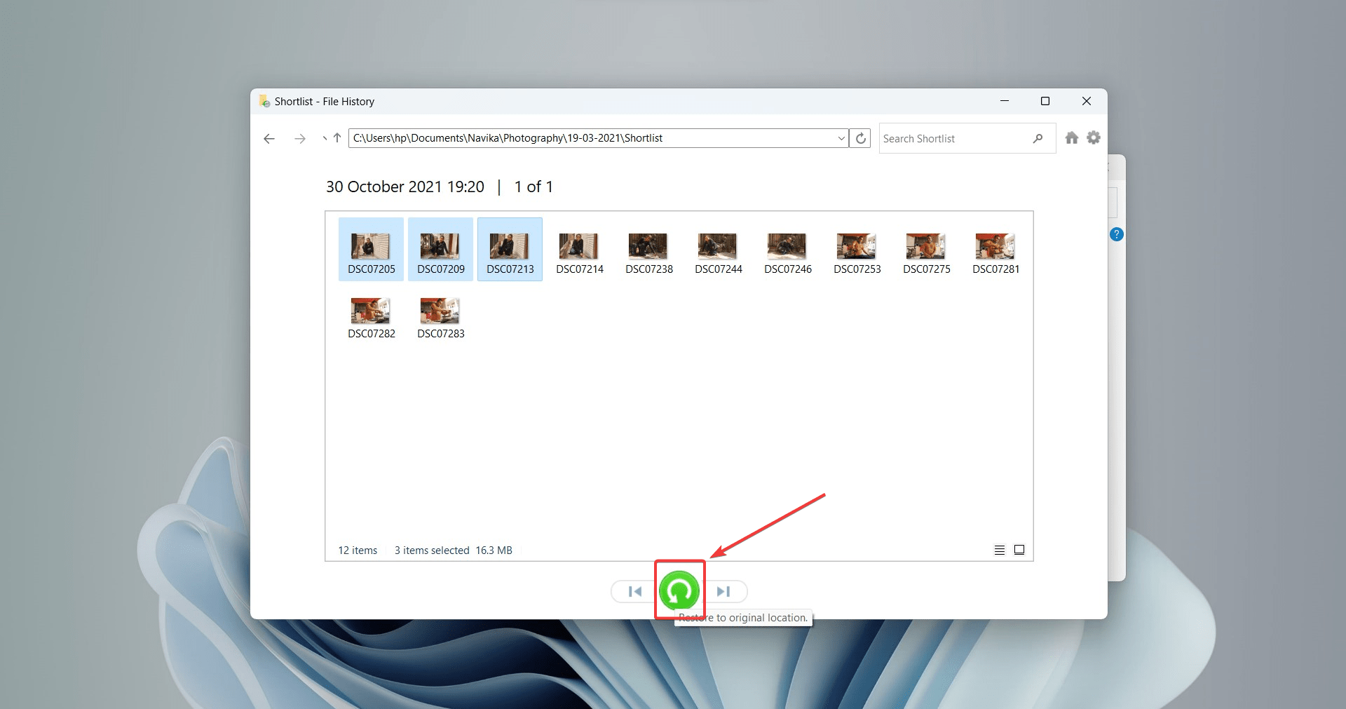 File History recovery