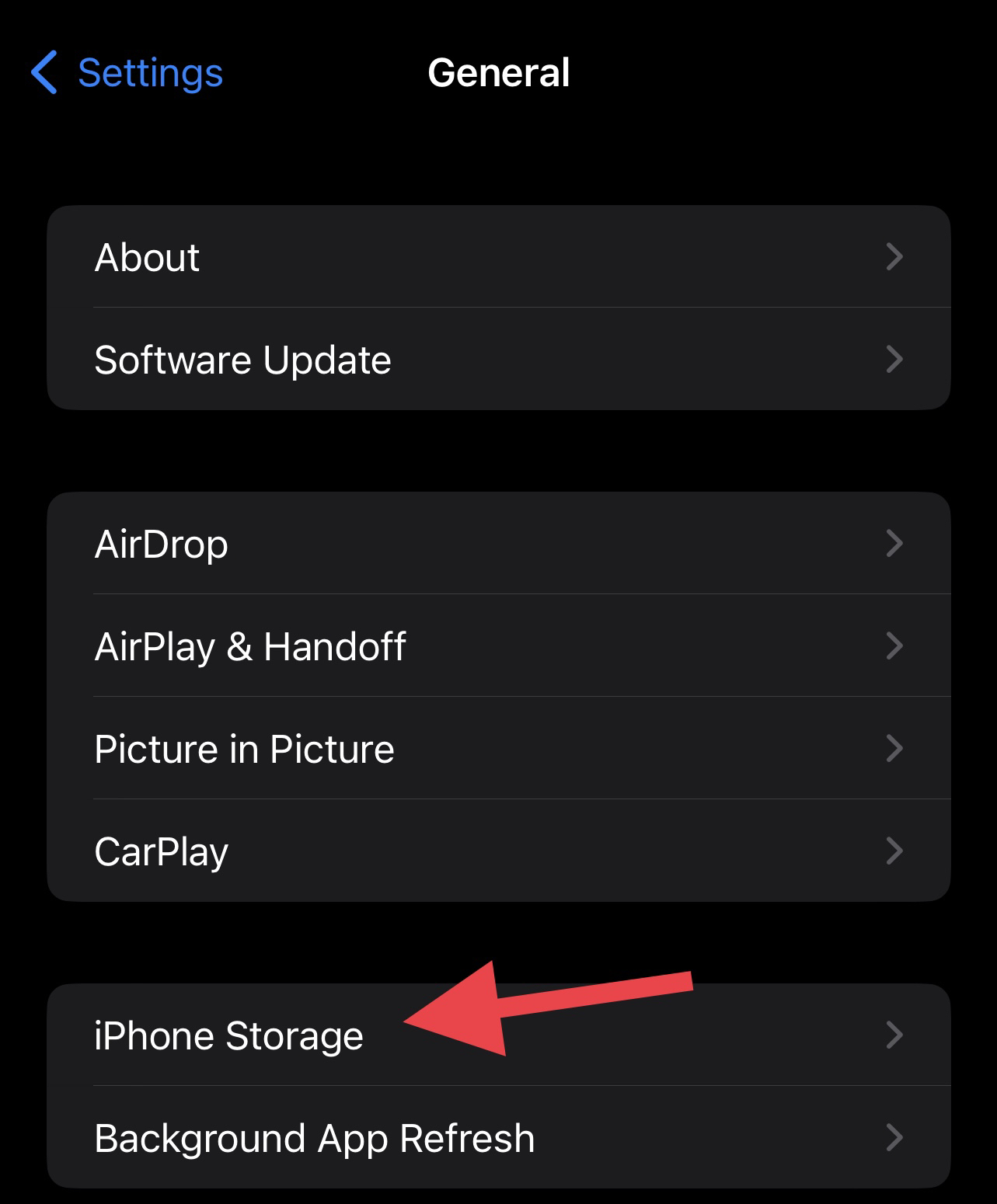 iphone storage preferences