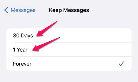 change message history on iphone