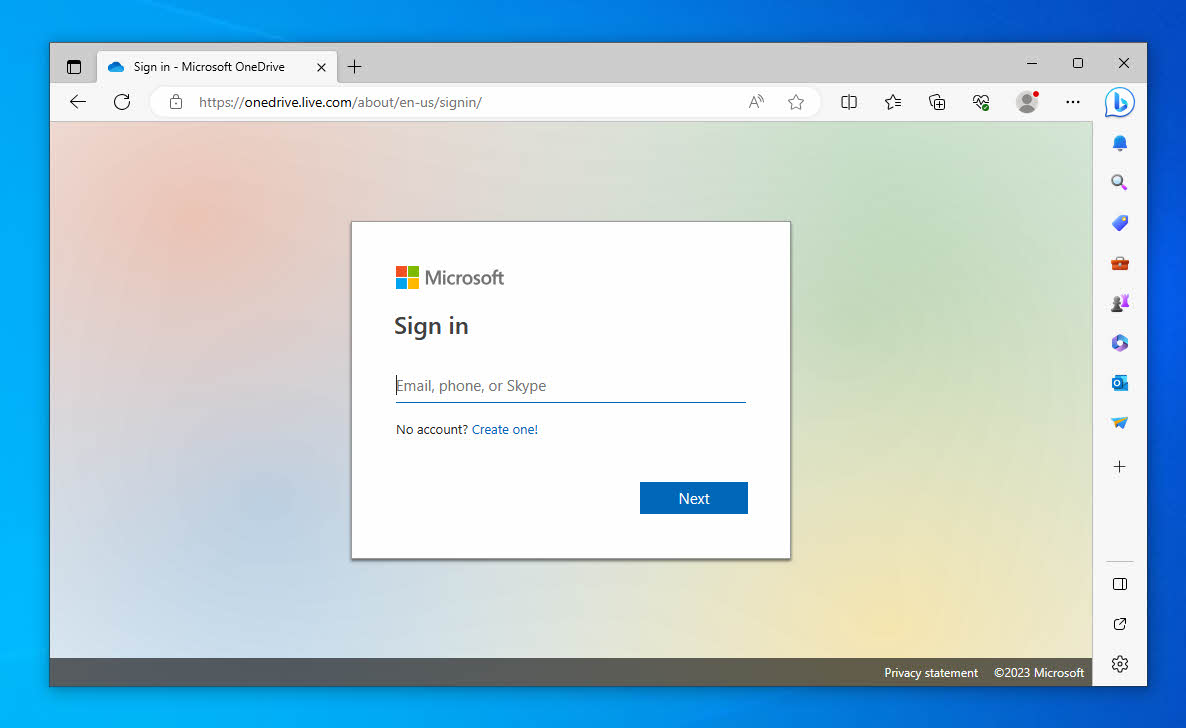 onedrive windows 10 login