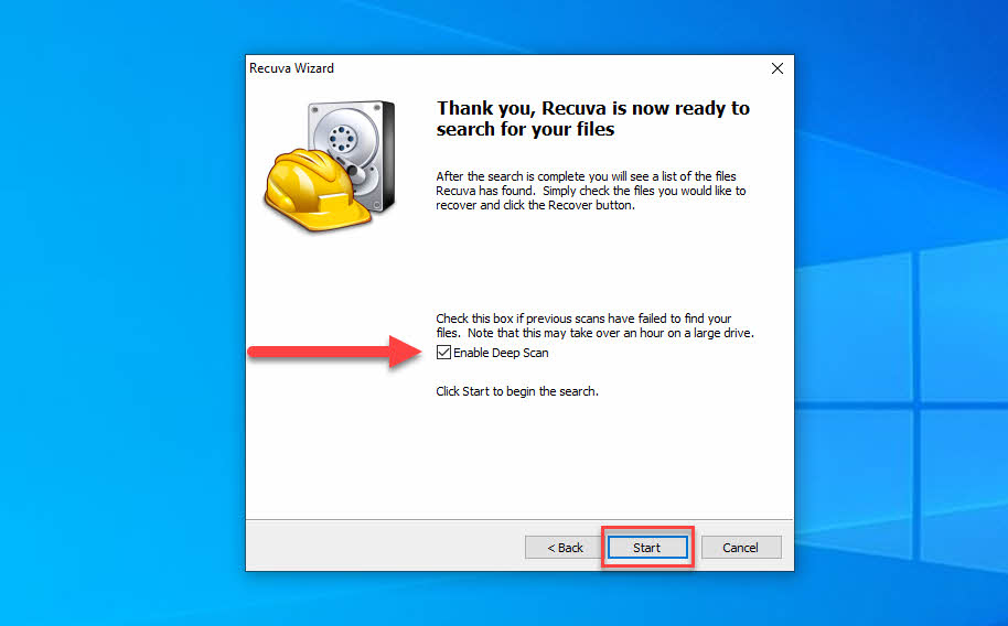 recuva deep scan windows 10