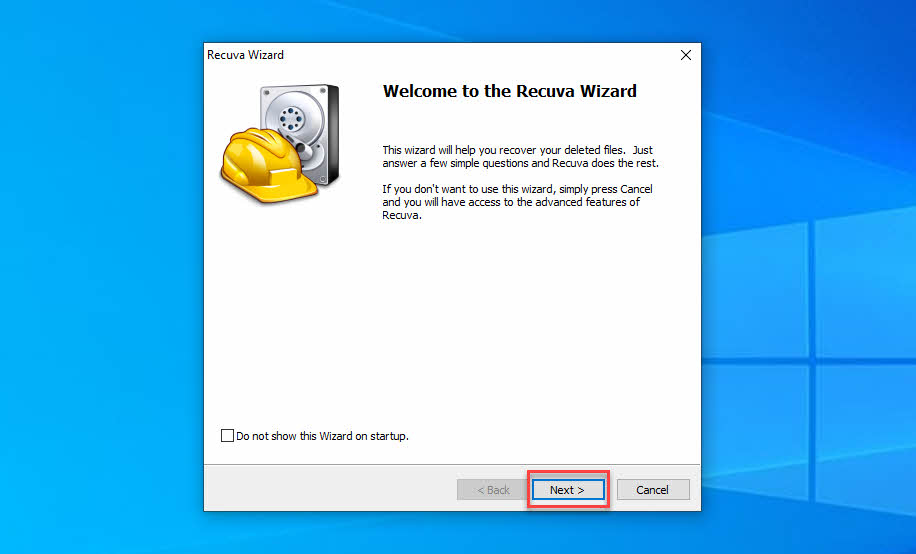 recuva wizard windows 10