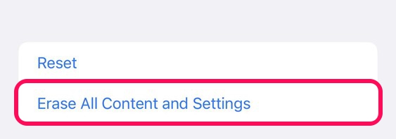 erase all content and settings on iphone