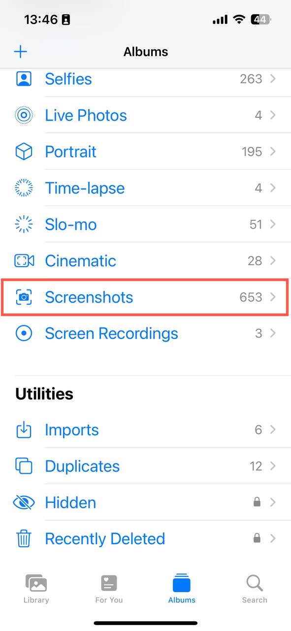 screenshots select