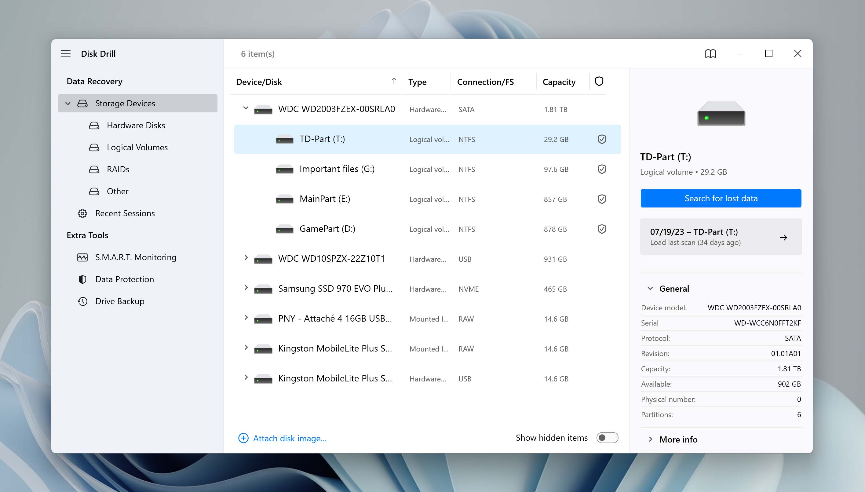 Select lost NTFS partition or unallocated space