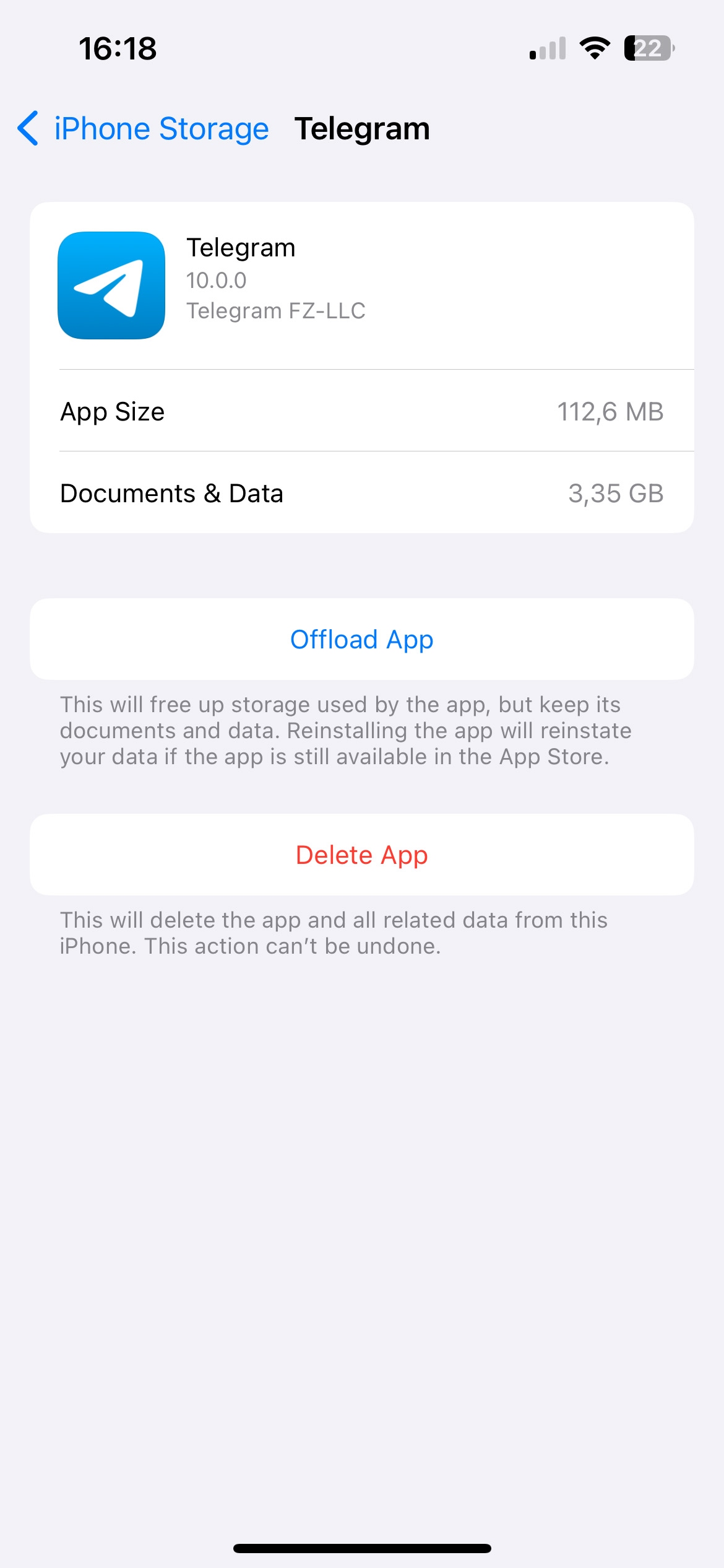 select offload or delete app