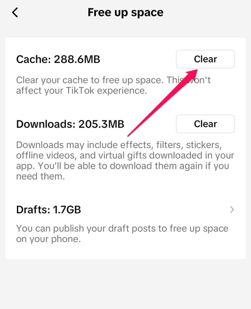 tiktok clear cache