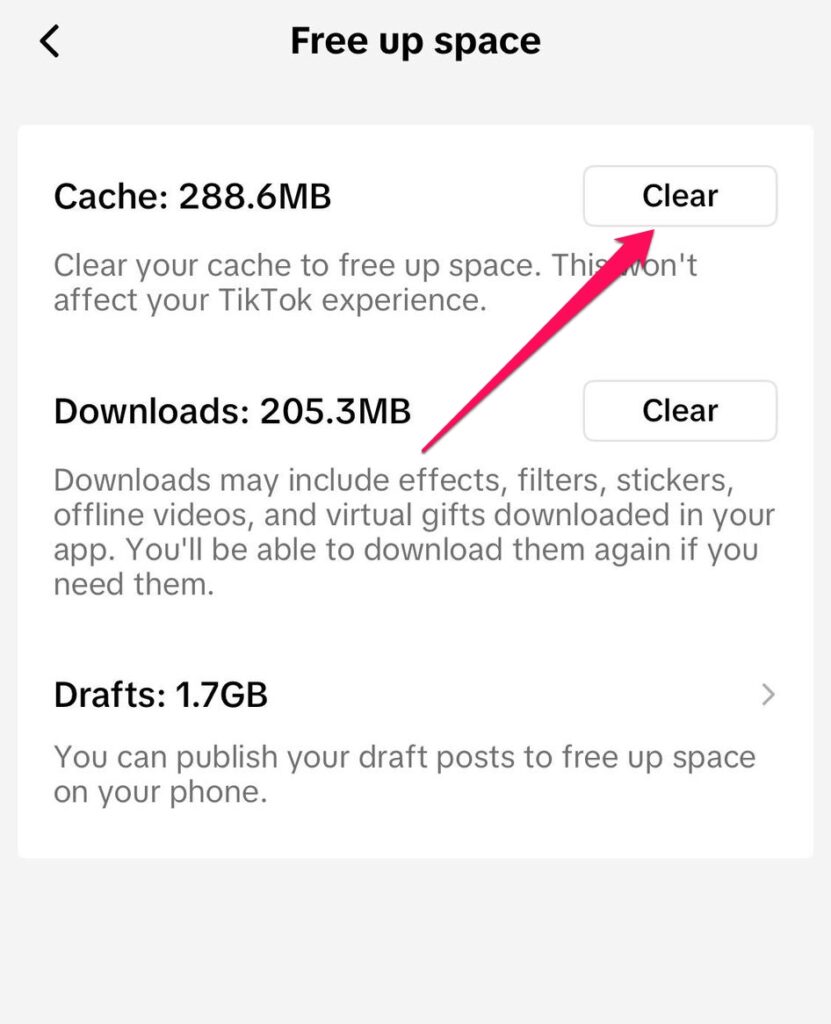 tiktok clear cache