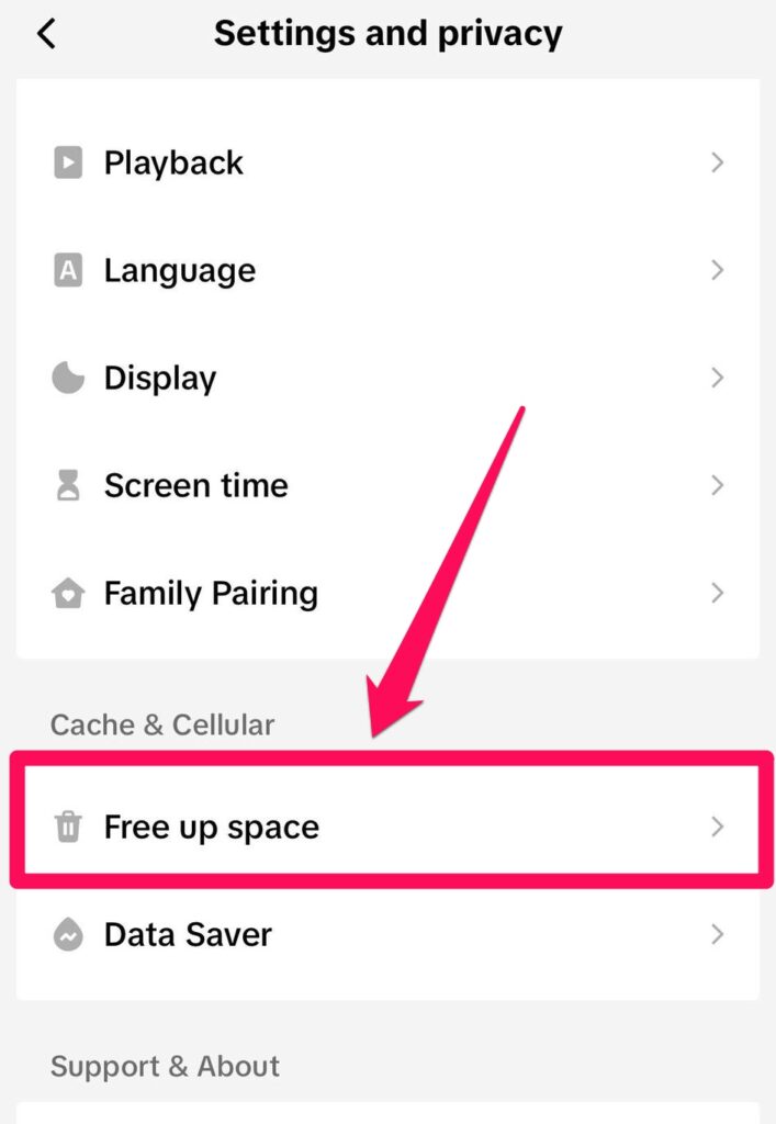 tiktok free up space