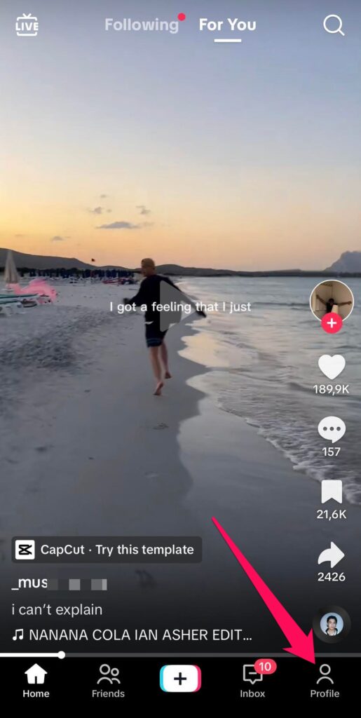 tiktok go to your profile