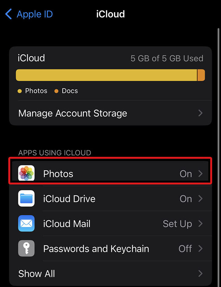 select icloud photos