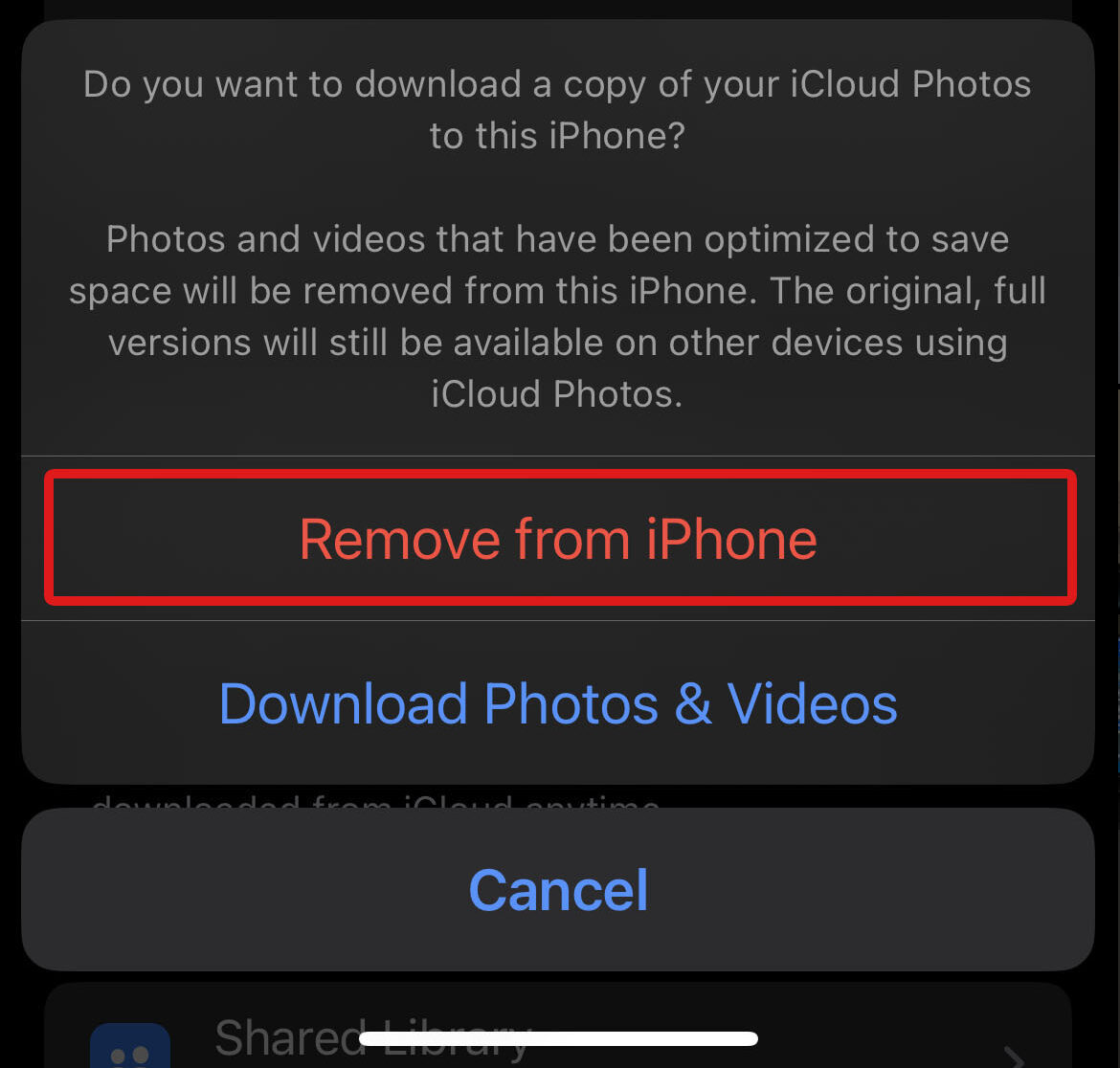 Remove from iPhone