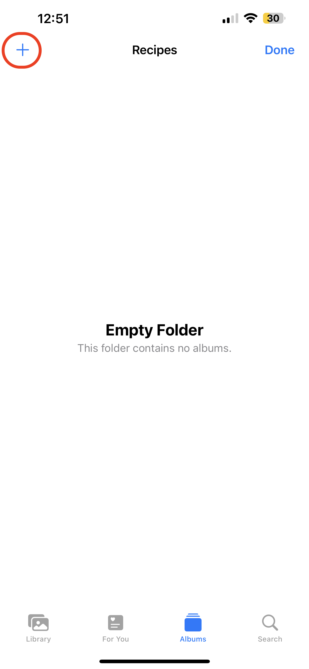 add new album inside a folder photos app