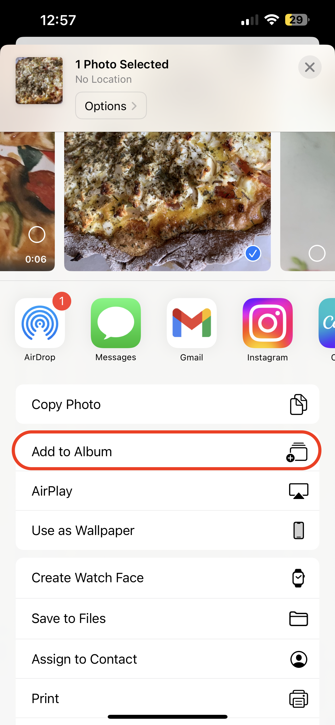 add to new album photos app