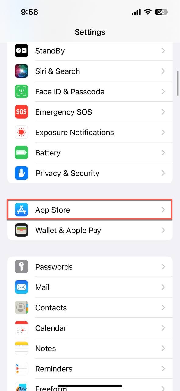app store settings category