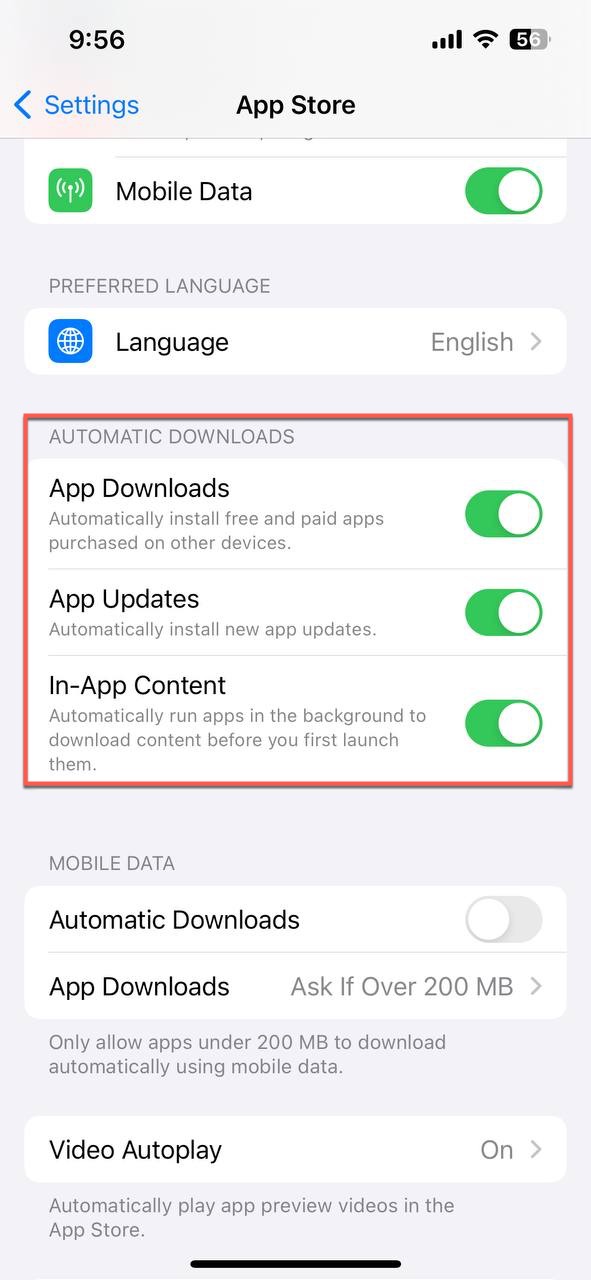 automatic downloads app store