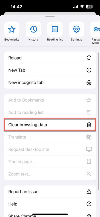 clear browsing data chrome highlighted