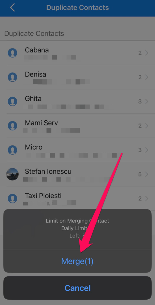 use cleaner to merge duplicate contacts on iphone