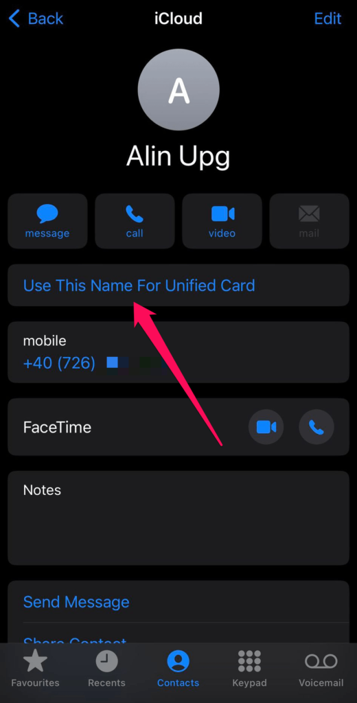 use this name for unified card