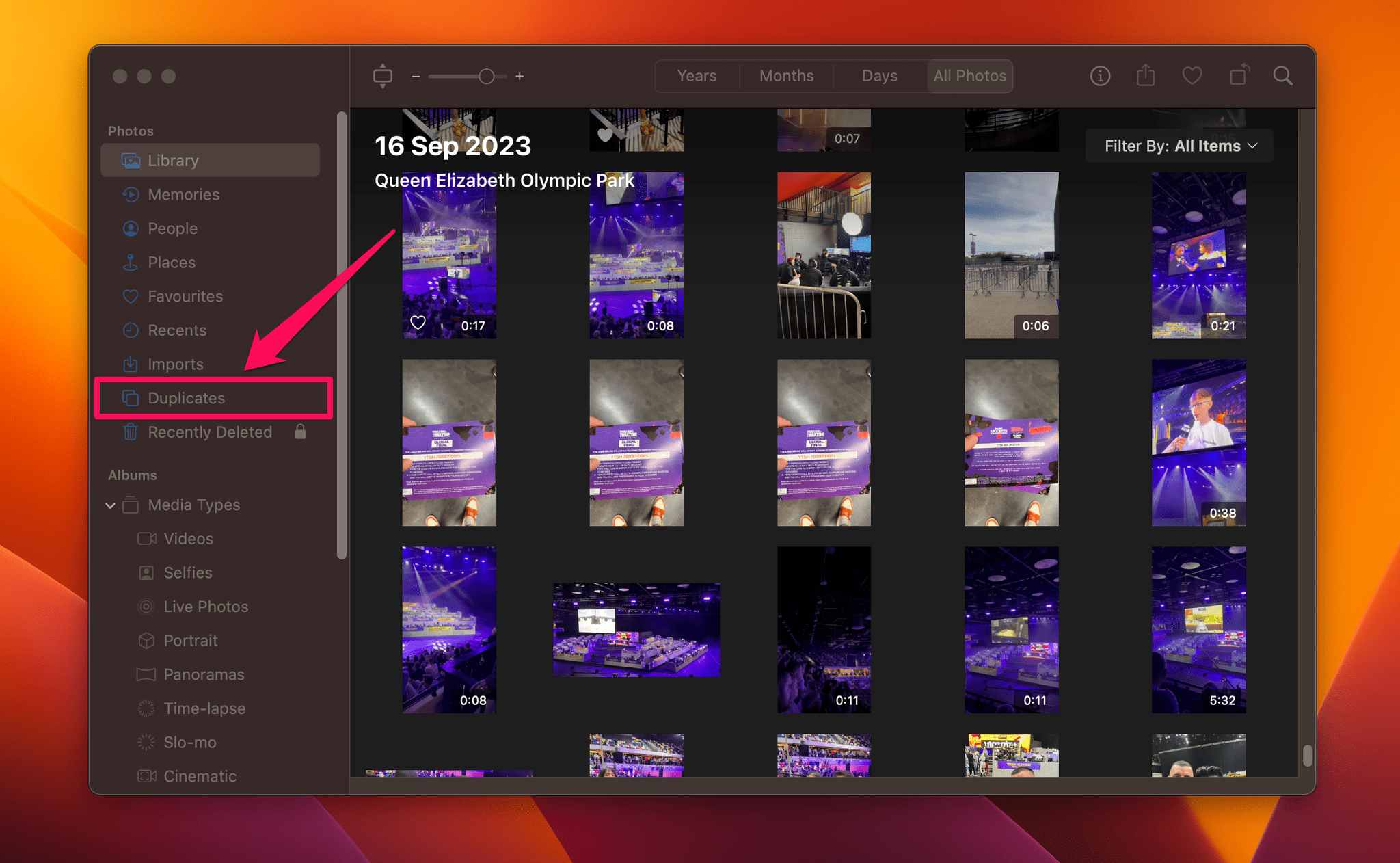 find duplicates using the phots app on mac