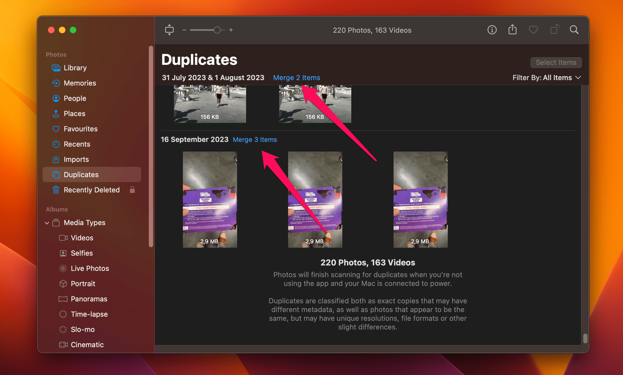 merge duplicate photos on mac