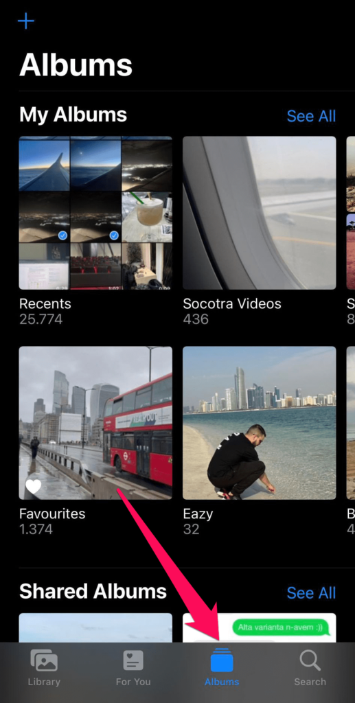 albums in the photos app on iphone