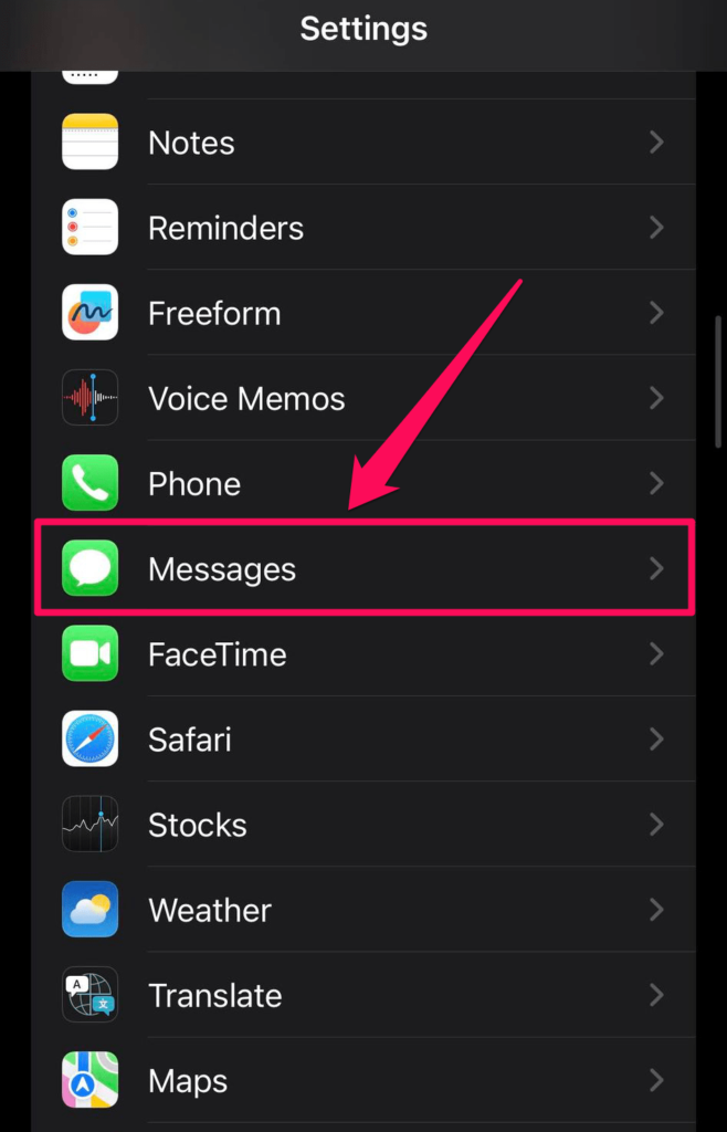 Messages Settings on iPhone