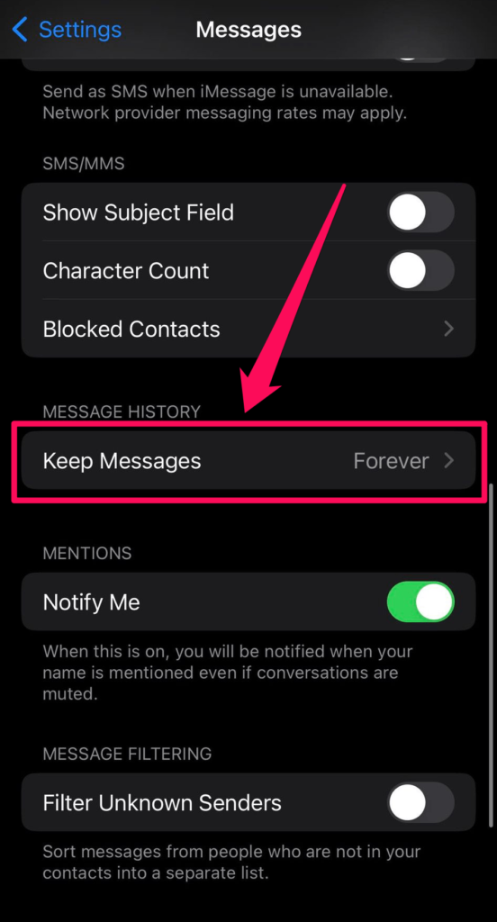 keep messages on iphone