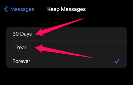 choose to save or delete iphone messages after a period of time