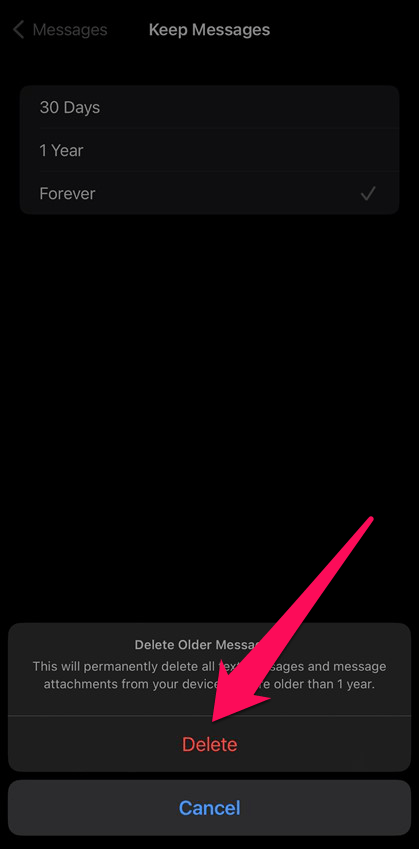 Delete Older Messages on iPhone