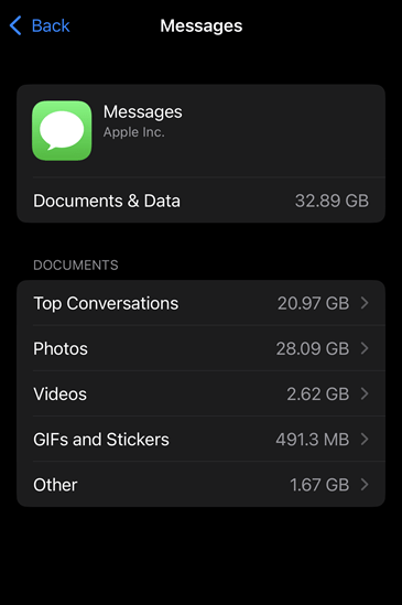 Messages App Attachments on iPhone