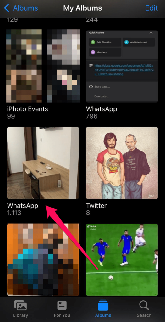 whatsapp photos album on iphone