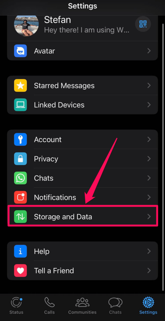 whatsapp storage and date settings on iphone
