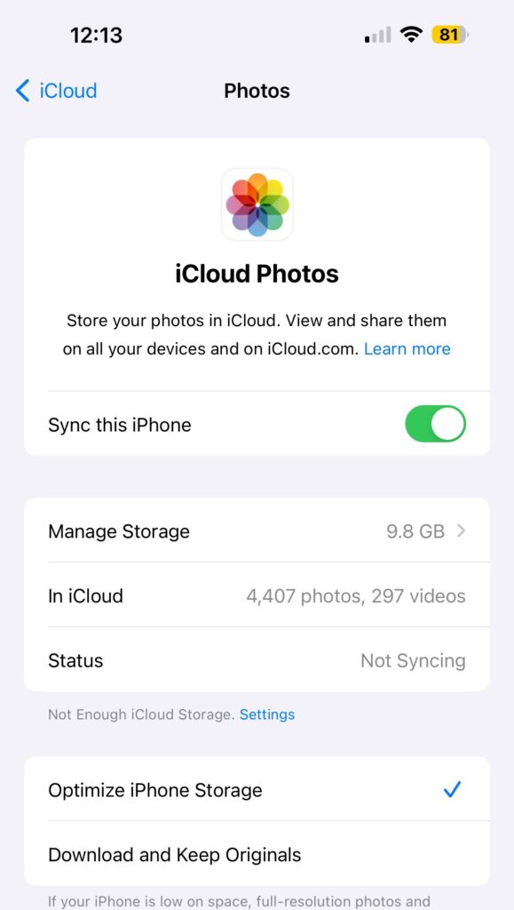 click sync this iphone