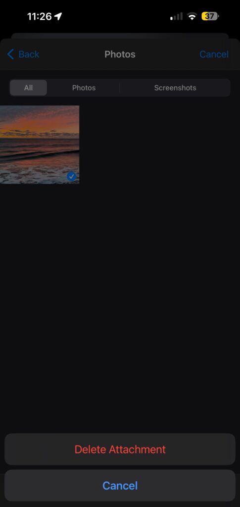 Delete attachments from Messages app
