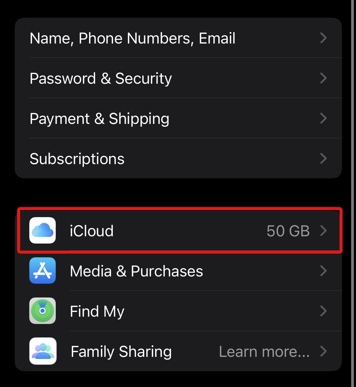 select icloud