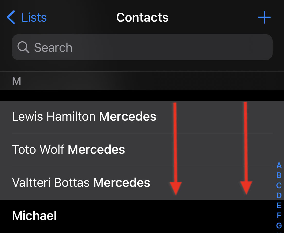 tap hold drag to select contacts