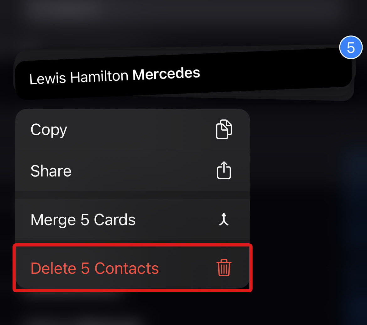 long press and delete contacts