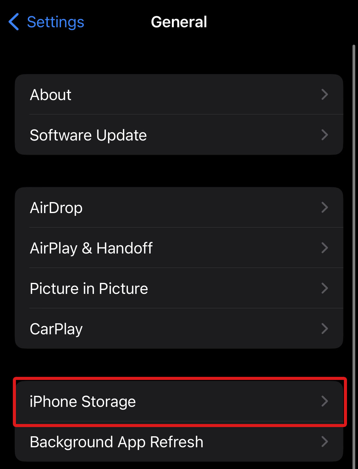 select iphone storage