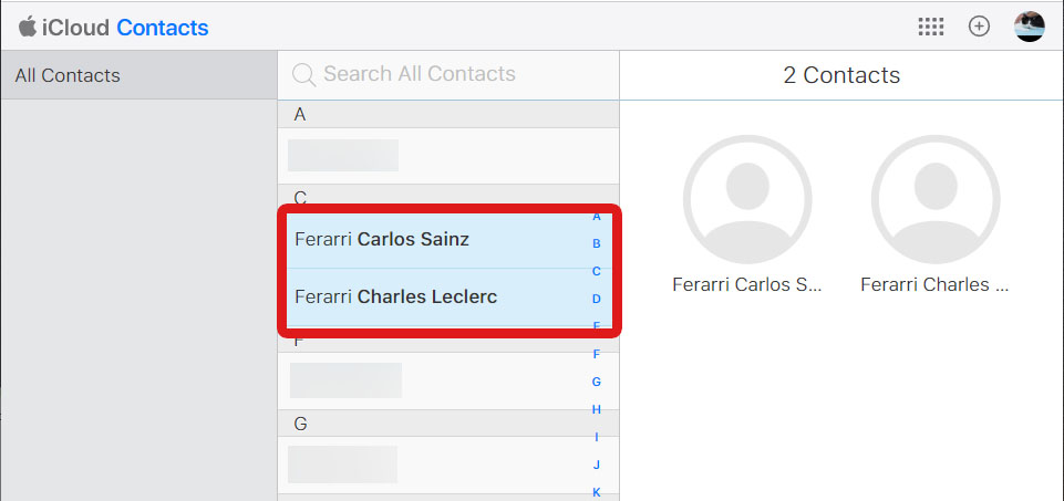 select multiple contacts
