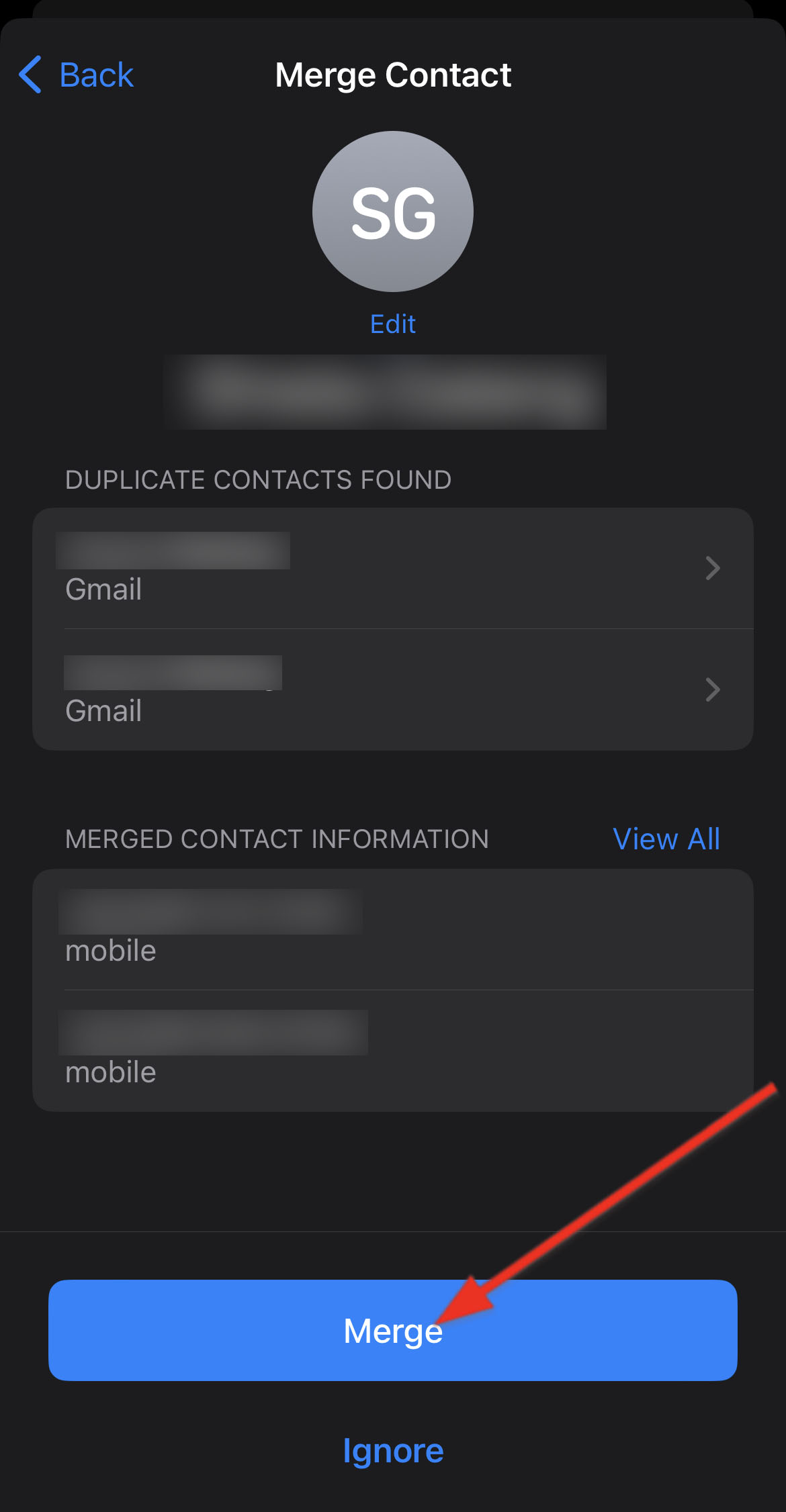 merge contacts