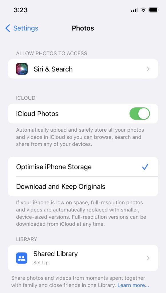 Optimize storage toggle