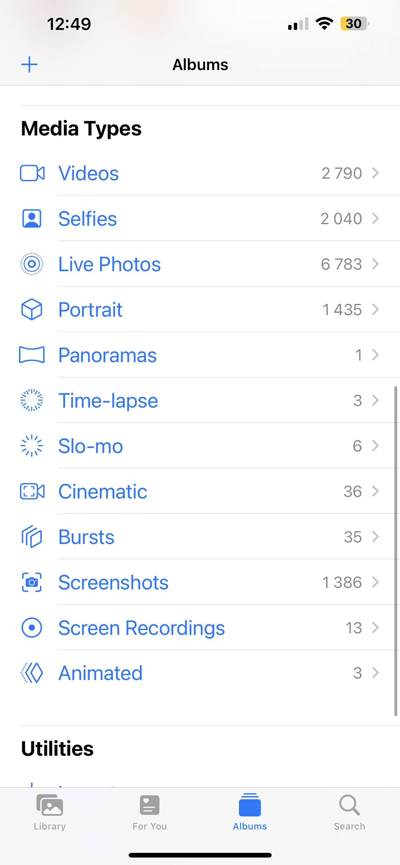 media types photos app iPhone