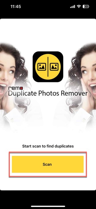 remo duplicate photo remover scan button